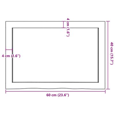 vidaXL Table Top 60x40x(2-4) cm Untreated Solid Wood Oak