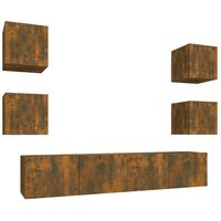 vidaXL 6 Piece TV Cabinet Set Smoked Oak Engineered Wood