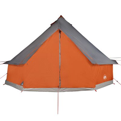 vidaXL Family Tent Tipi 12-Person Grey and Orange Waterproof