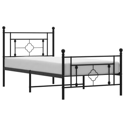 vidaXL Metal Bed Frame without Mattress with Footboard Black 100x190 cm