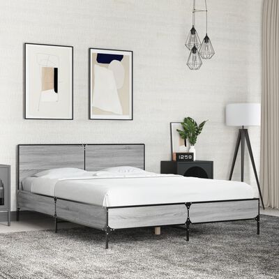 vidaXL Bed Frame without Mattress Grey Sonoma 140x200 cm