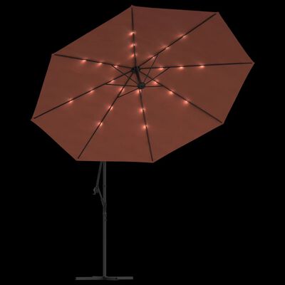 vidaXL Cantilever Garden Parasol with LED Lights Terracotta 350 cm