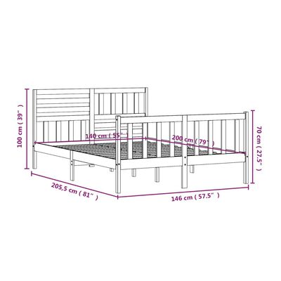 vidaXL Bed Frame without Mattress White Solid Wood 140x200 cm (810083+814145)