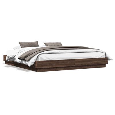 vidaXL Bed Frame without Mattress Brown Oak 180x200 cm Super King