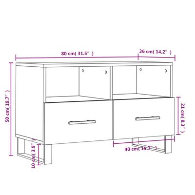 vidaXL TV Cabinet Black 80x36x50 cm Engineered Wood