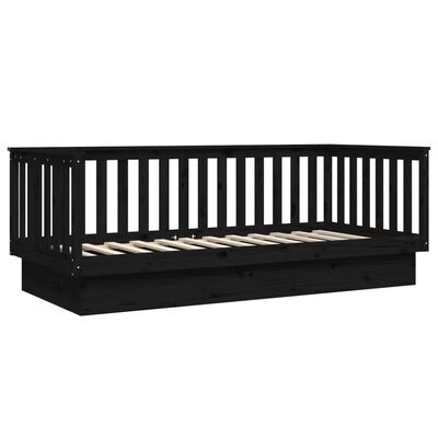 vidaXL Day Bed without Mattress Black 100x200 cm Solid Wood Pine