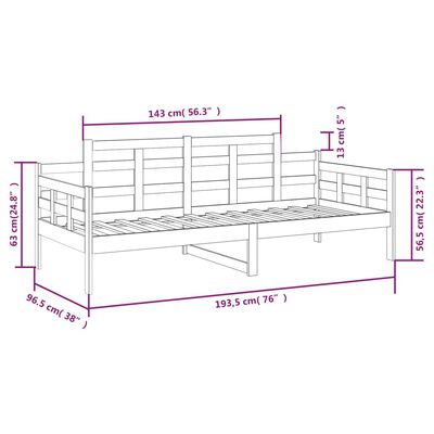 vidaXL Day Bed without Mattress Solid Wood Pine 90x190 cm Single