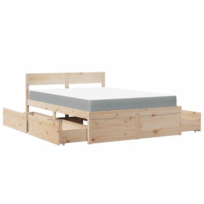 vidaXL Bed with Drawers and Mattress 120x200 cm Solid Wood Pine