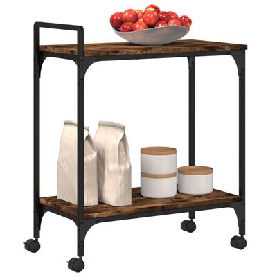 vidaXL Kitchen Trolley Smoked Oak 60.5x31x72.5 cm Engineered Wood