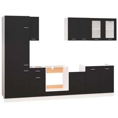 vidaXL 8 Piece Kitchen Cabinet Set Black Engineered Wood