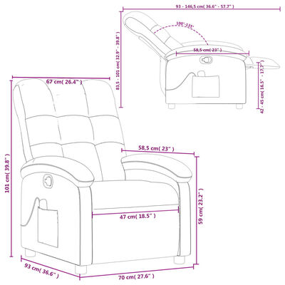 vidaXL Massage Recliner Chair Dark Grey Fabric