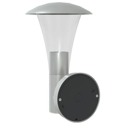 vidaXL Outdoor Wall Light with Sensor Silver Stainless Steel