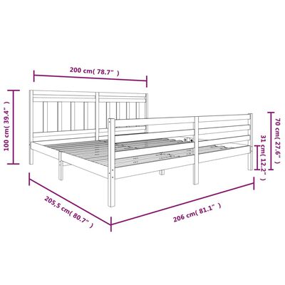 vidaXL Bed Frame without Mattress Solid Wood 200x200 cm (810450+814114)