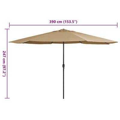 vidaXL Garden Parasol with Metal Pole 390 cm Taupe