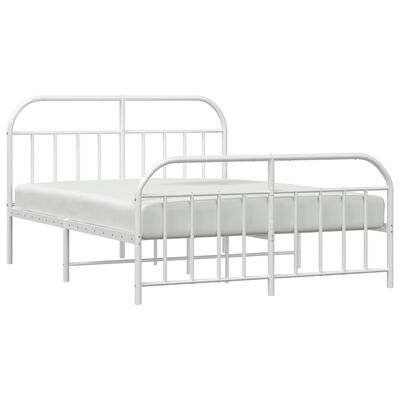 vidaXL Metal Bed Frame without Mattress with Footboard White 183x213 cm