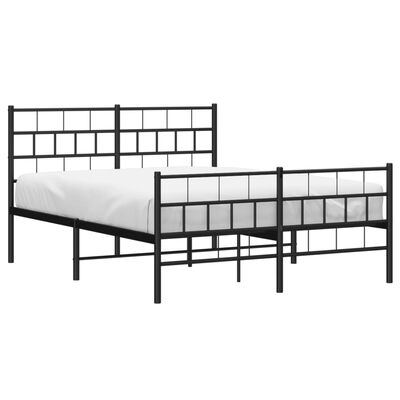 vidaXL Metal Bed Frame without Mattress with Footboard Black 150x200 cm King Size