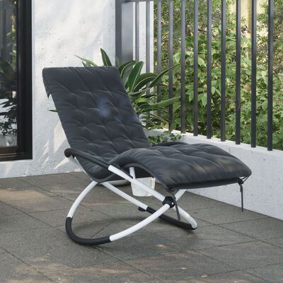 vidaXL Geometrical Sun Lounger with Cushion Black and Grey Steel