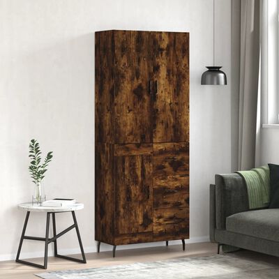 vidaXL Highboard Smoked Oak 69.5x34x180 cm Engineered Wood