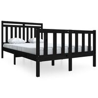 vidaXL Bed Frame without Mattress Black Solid Wood 120x200 cm (810081+814088)