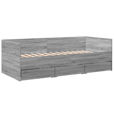 vidaXL Daybed with Drawers without Mattress Grey Sonoma 90x190 cm Single