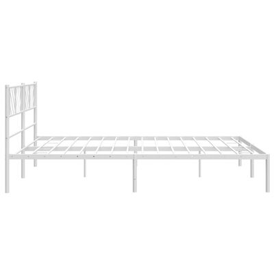 vidaXL Metal Bed Frame without Mattress with Headboard White 183x213 cm