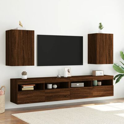 vidaXL TV Wall Cabinets 2 pcs Brown Oak 40.5x30x60 cm Engineered Wood