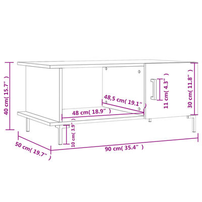 vidaXL Coffee Table Sonoma Oak 90x50x40 cm Engineered Wood