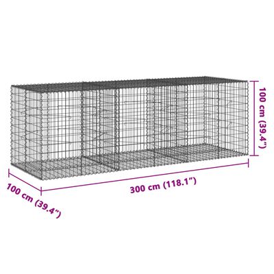 vidaXL Gabion Basket with Cover 300x100x100 cm Galvanised Iron