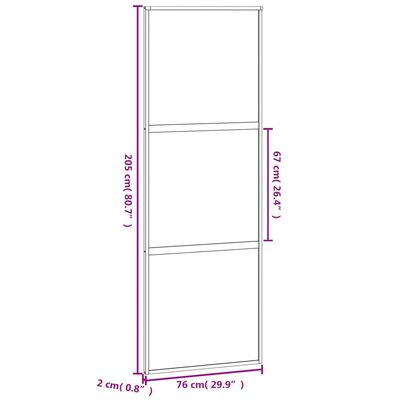 vidaXL Sliding Door Black 76x205 cm Tempered Glass and Aluminium