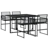 vidaXL 5 Piece Garden Dining Set Black Poly Rattan