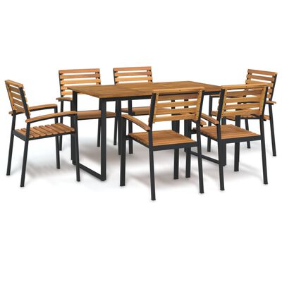 vidaXL 7 Piece Garden Dining Set Solid Wood Acacia and Metal