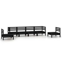 vidaXL 6 Piece Garden Lounge Set Black Solid Pinewood