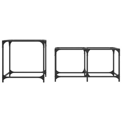 vidaXL Nesting Coffee Tables 2 pcs with Transparent Glass Top Steel