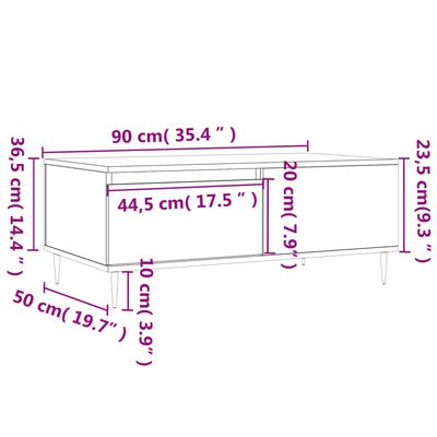 vidaXL Coffee Table Grey Sonoma 90x50x36.5 cm Engineered Wood