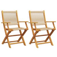 vidaXL Garden Chairs 2 pcs Beige Solid Wood Acacia and Polypropylene