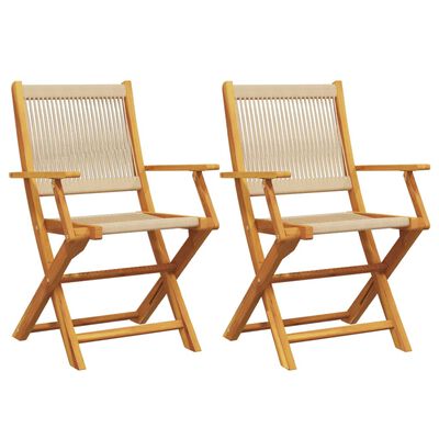 vidaXL Garden Chairs 2 pcs Beige Solid Wood Acacia and Polypropylene