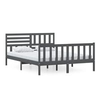 vidaXL Bed Frame without Mattress Grey King Size Solid Wood