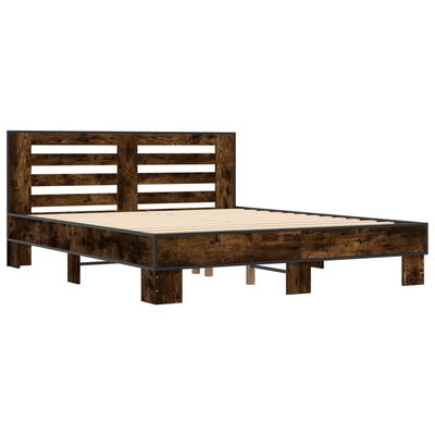 vidaXL Bed Frame without Mattress Smoked Oak 160x200 cm