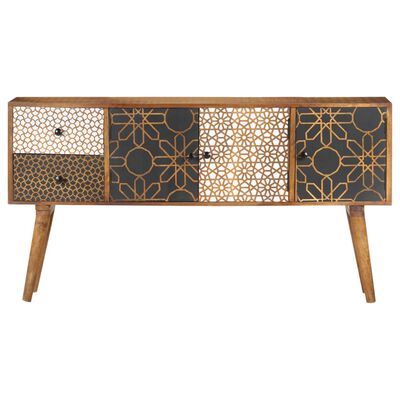 vidaXL Sideboard with Printed Pattern 130x30x70 cm Solid Mango Wood