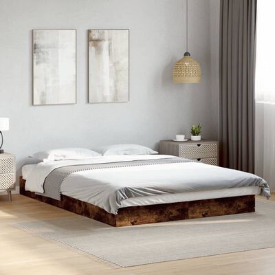 vidaXL Bed Frame without Mattress Smoked Oak 135x190 cm Double Engineered Wood