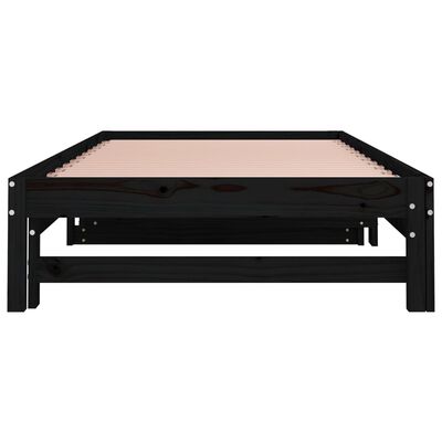 vidaXL Pull-out Day Bed without Mattress Black 2x(90x200) cm