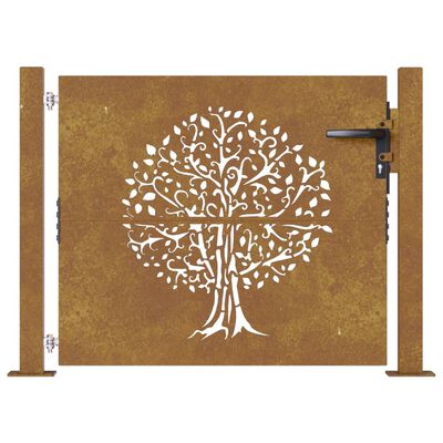 vidaXL Garden Gate 105x105 cm Corten Steel Tree Design