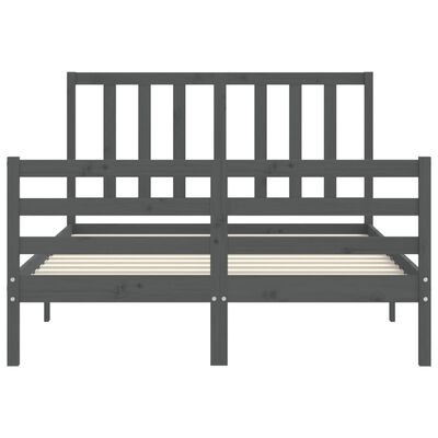 vidaXL Bed Frame without Mattress Grey 140x190 cm Solid Wood Pine