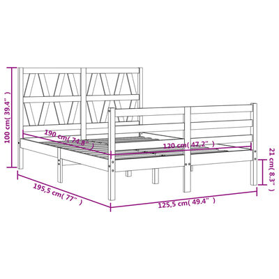 vidaXL Bed Frame without Mattress White Small Double Solid Wood