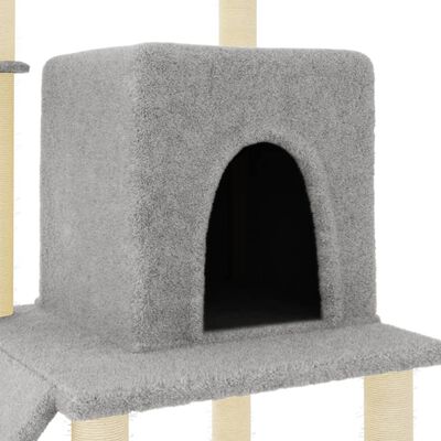 vidaXL Cat Tree with Sisal Scratching Posts Light Grey 96.5 cm