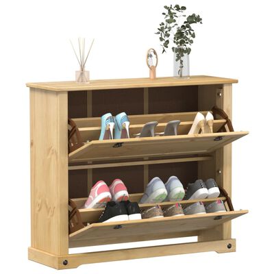 vidaXL Shoe Cabinet Corona 99x32x85 cm Solid Wood Pine