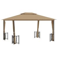 vidaXL Gazebo with Sidewalls&Double Roofs 3x4 m Taupe