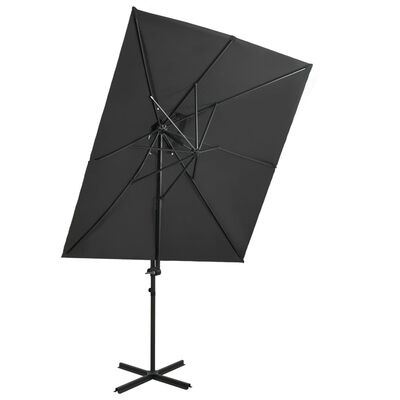 vidaXL Cantilever Garden Parasol with Double Top Anthracite 250x250 cm