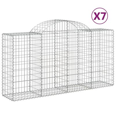 vidaXL Arched Gabion Baskets 7 pcs 200x50x100/120 cm Galvanised Iron