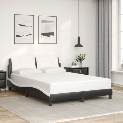 vidaXL Bed Frame without Mattress Black and White 120x200 cm Faux Leather